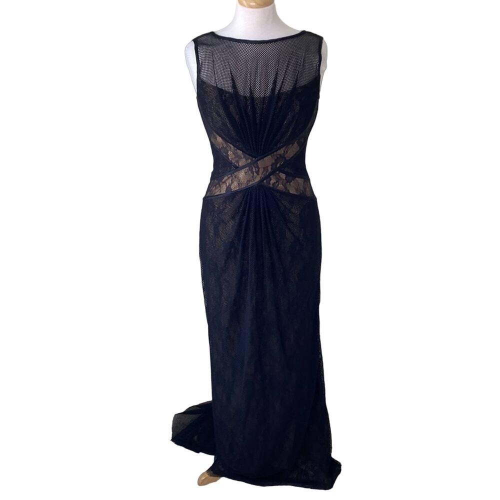TADASHI SHOJI Mesh Lace Sleeveless Floor Length Evening Gown Style ADH1190L